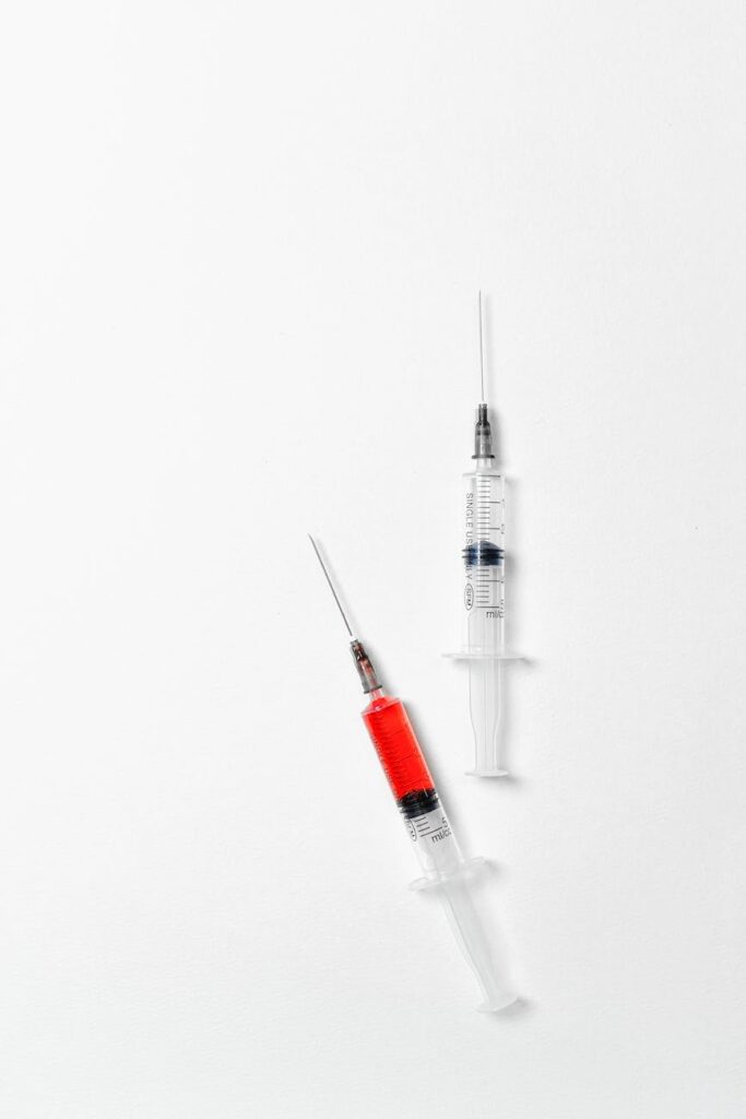 syringes on white background